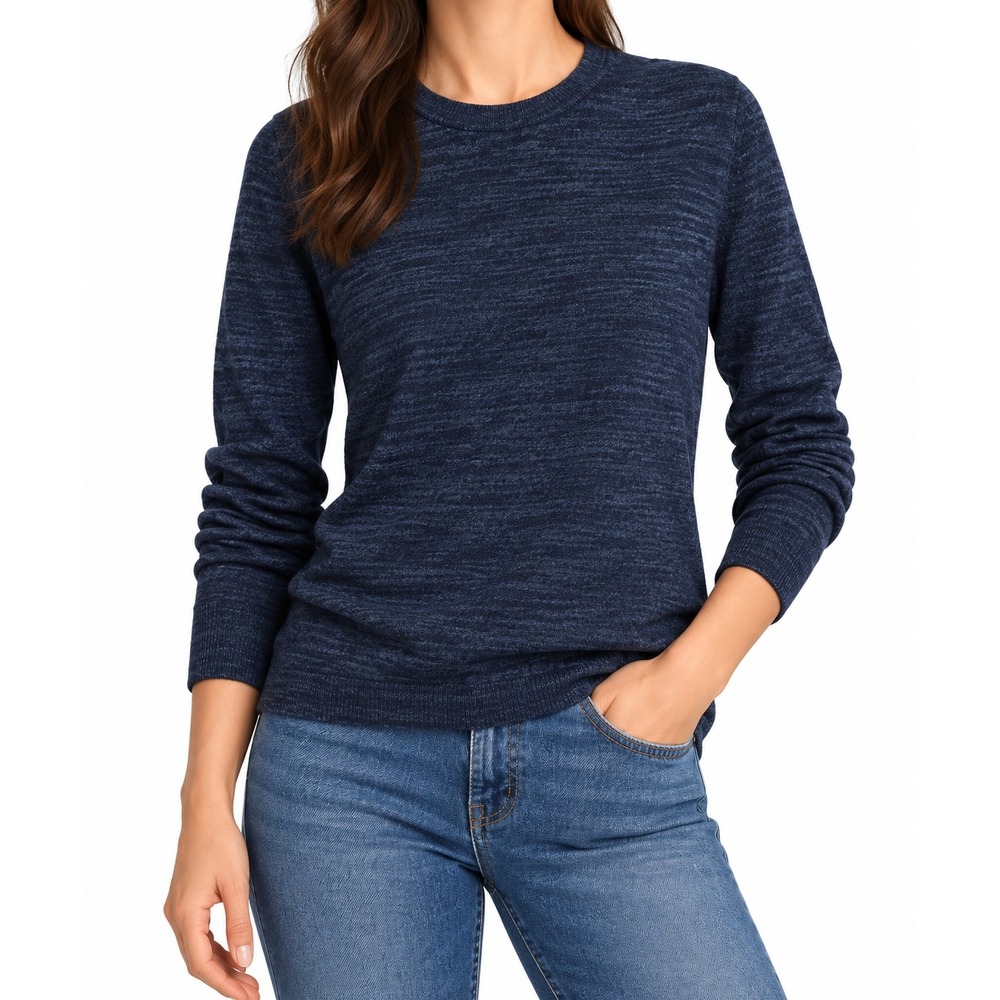 Vince Wool Cashmere Crewneck Sweater Navy M Lightweight Quiet Luxury